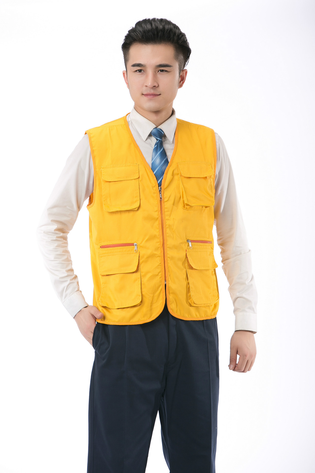 义工志愿者广告马甲 定做工作服印logo 多口袋记者摄影马夹