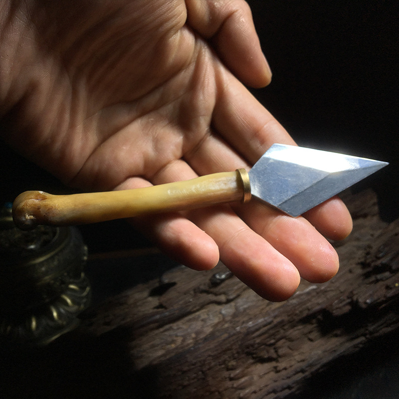 庚午文玩堂天然掌骨茶刀茶具大马士革不锈钢茶道茶针普洱茶黑茶专