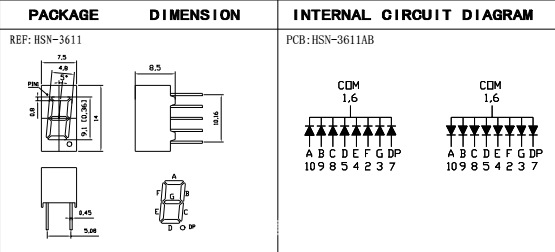 36寸一位1位单位红色共阳高亮数码管