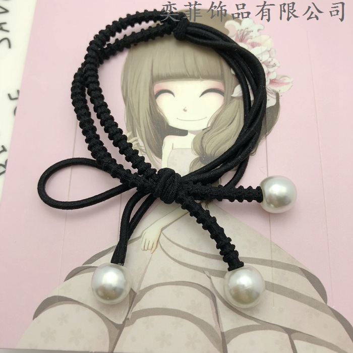 新款韩版发饰头绳 diy手工打结珍珠配件发圈 淘宝地摊货源批发