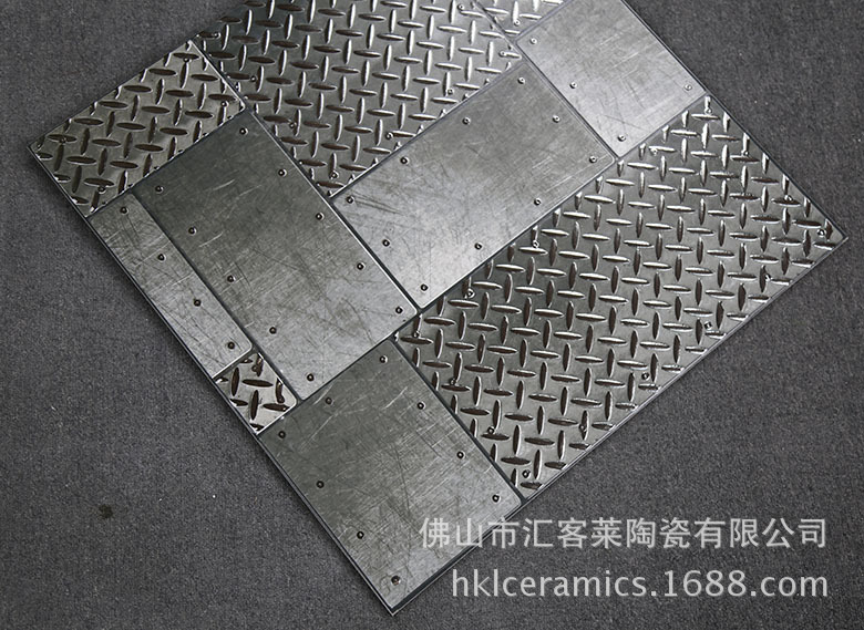 银色铁皮工业钢板瓷砖600*600ktv大堂卫生间金属釉面瓷砖
