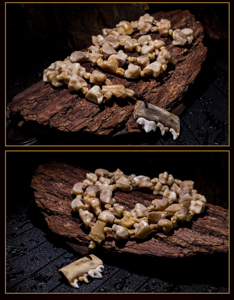 天然狼髀石关节骨手串藏传民族风佛珠修行念珠长串男女款串珠饰品