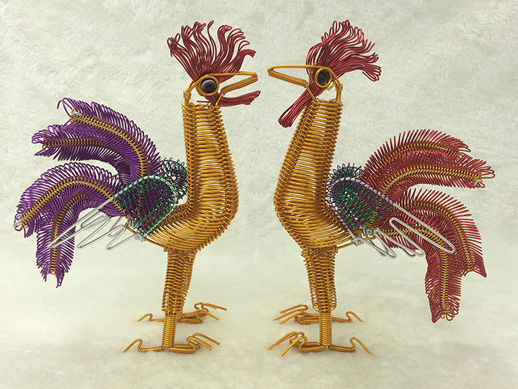 【大公鸡】创意仿真工艺品铝丝铝线diy手工编织特色家居摆件模型