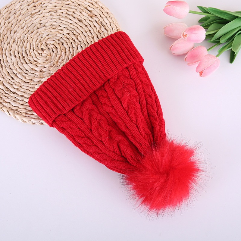 Korean Style Autumn and Winter Fur Ball Thickened Fleece-Lined Woolen Hat Double-Layer Outdoor Twist Hat Women's Student Knitted Hat Wholesale