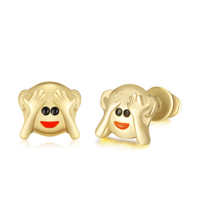 ebay亚马逊爆款可爱时尚emoji表情包耳钉创意笑脸卡通动物耳环