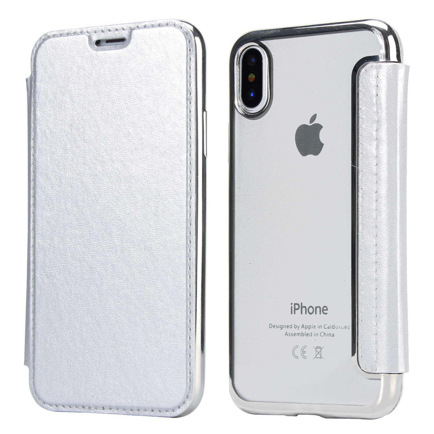 适用iphone12promax翻盖手机皮套苹果8plus电镀tpu保护套6s透明壳