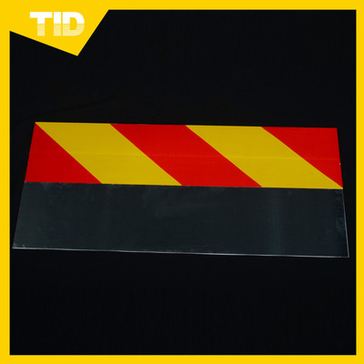 直销重型车辆尾部标志板 黄红斜纹反光贴膜 货车身柔性反光标识