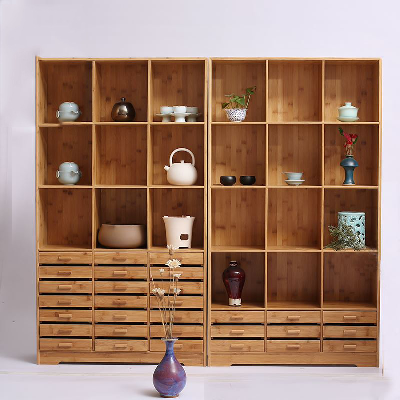 茶道竹制茶具收纳柜收纳架茶杯收纳茶具柜普洱茶盒茶柜茶饼柜