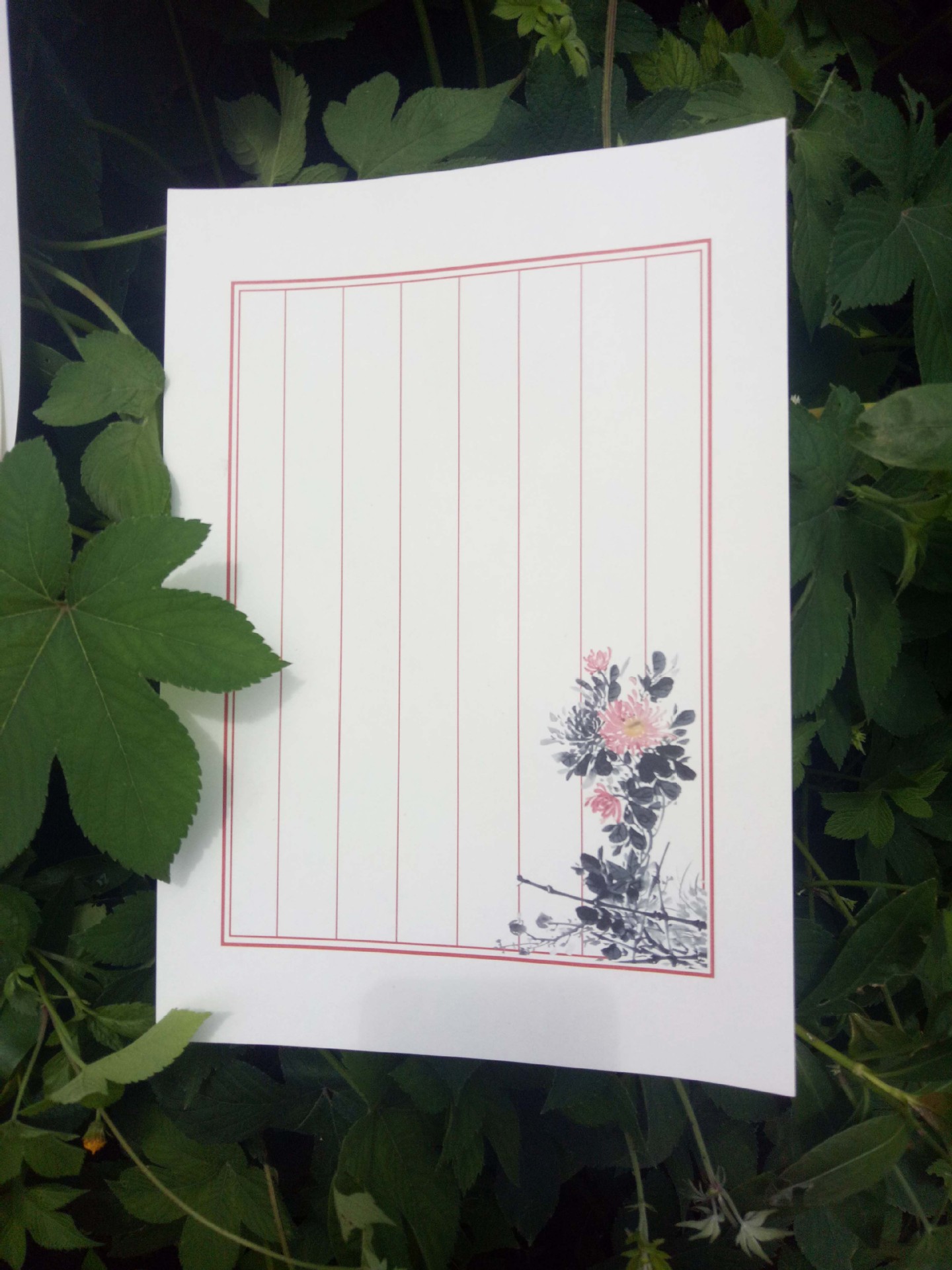 中国古风牛皮纸白纸复古水墨画信纸 一套8张入