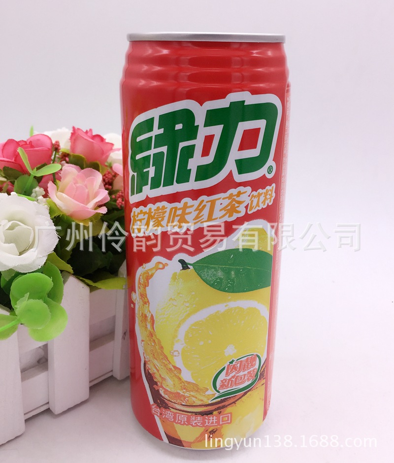 批发 进口食品 台湾味丹绿力柠檬味红茶490ml 24瓶一箱