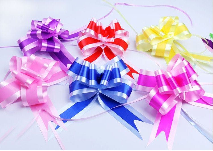 大号双色塑料手拉花蝴蝶结礼品拉花彩带婚车装饰彩色拉花批发