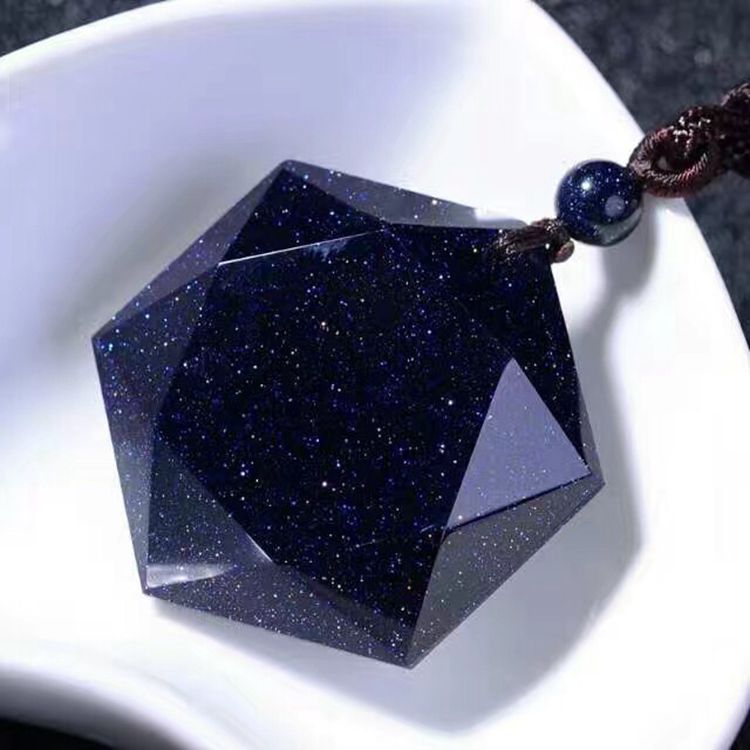 批发蓝砂石灵摆吊坠 大卫星 六边形 六芒星男女款水晶饰品吊坠