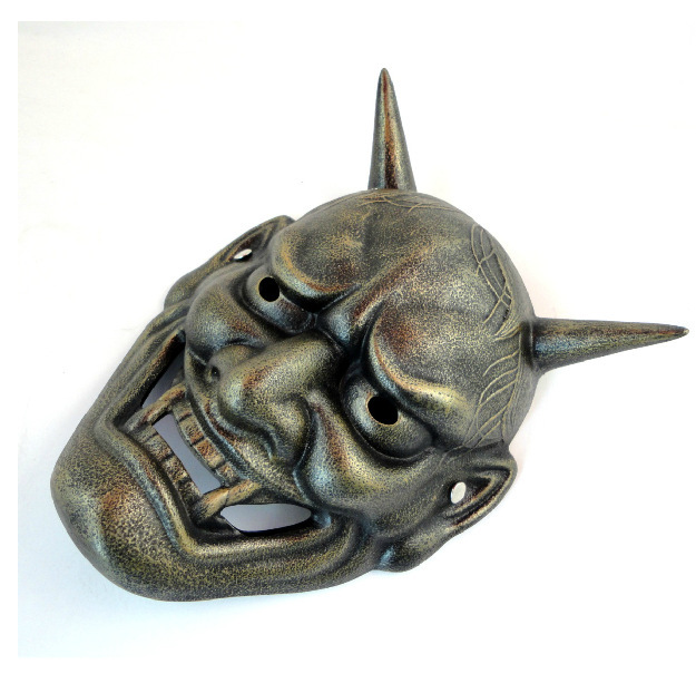 万圣节装饰般若面具化妆舞会表演杀手恐怖日本牛角面具鬼首面具