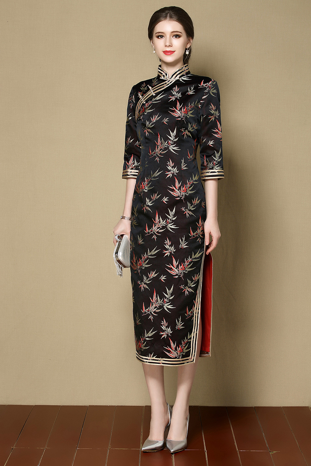 xzy2017071391qf织锦缎中旗袍tzf