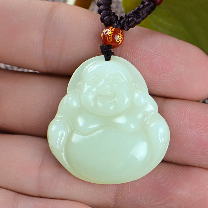 Hetian Jade a Goods Buddha Maitreya Buddha Pendant Big Belly Smiling Buddha Pendant Handmade Large, Medium and Small Jade Buddha Pendant