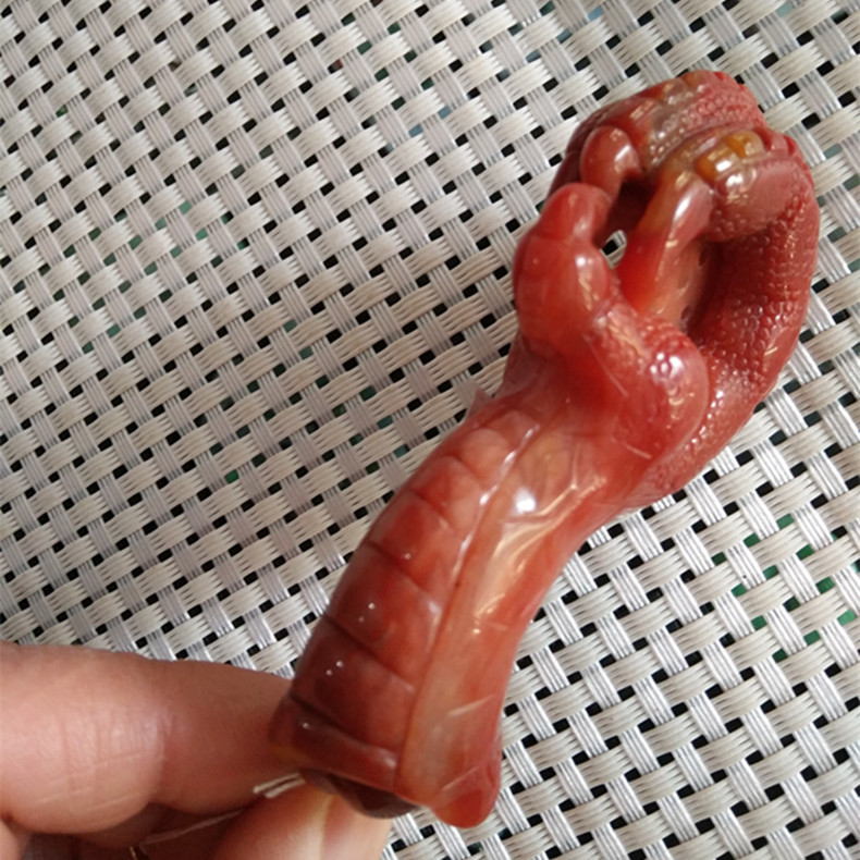 a货黄龙玉手玩件手工雕琢红龙玉凤爪鸡爪时尚手把件礼品腾冲御鑫