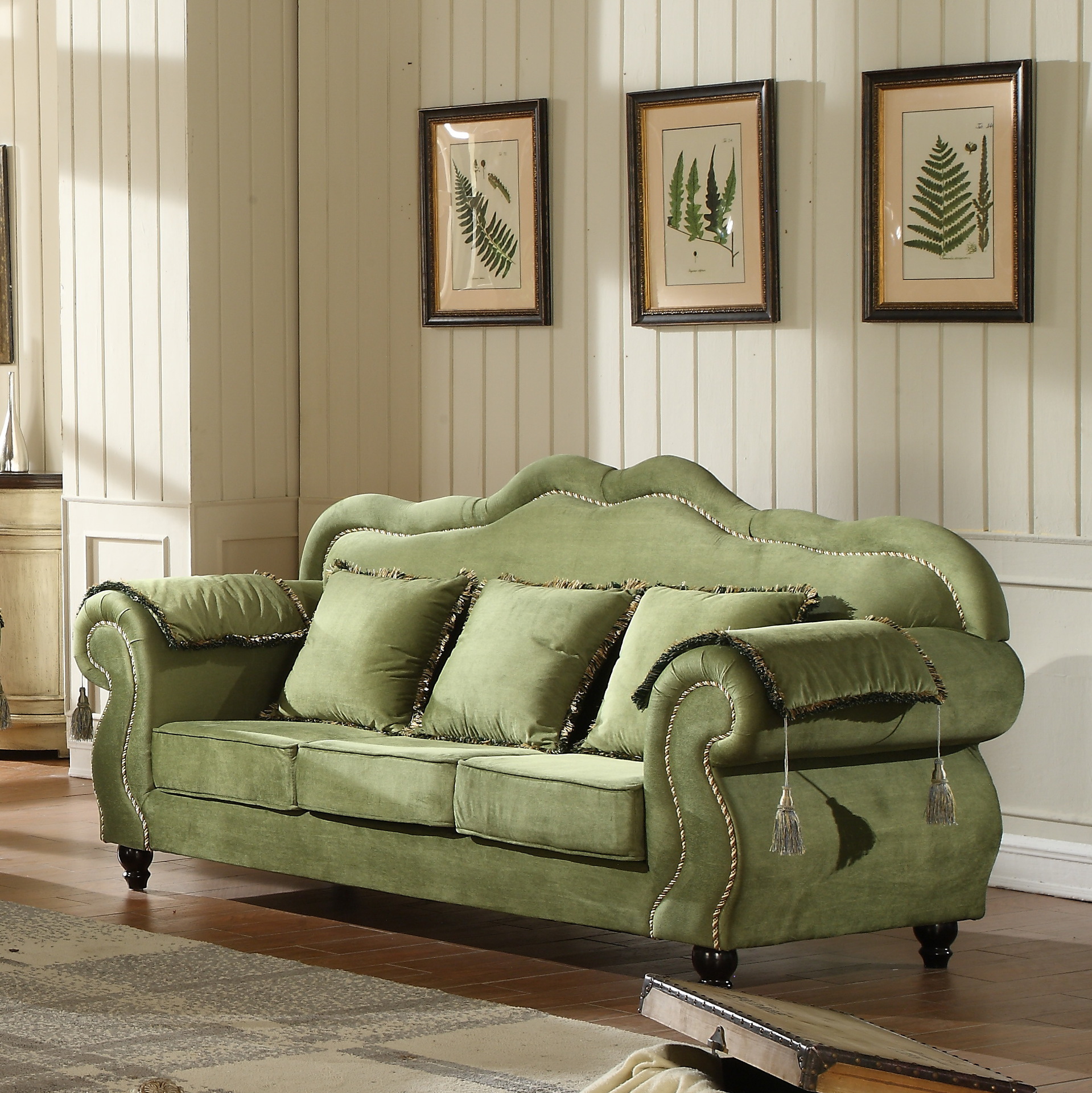 巢熙家具 特价新款沙发欧式组合客厅沙发 法式布艺沙发绿色8603h