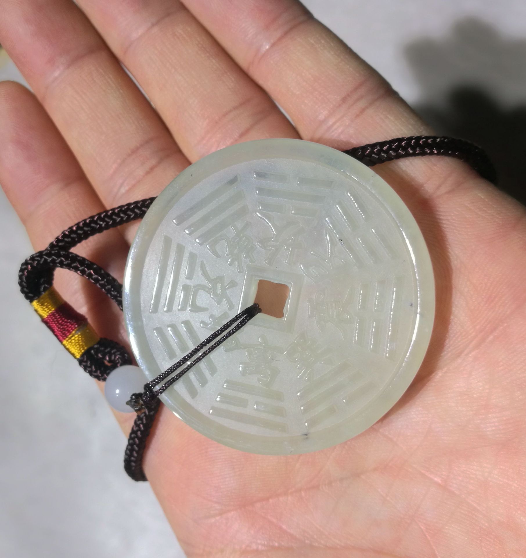 玉石八卦钱 山鬼花钱乾坤八卦护身符 玉石护身符 玉符 八卦护身符