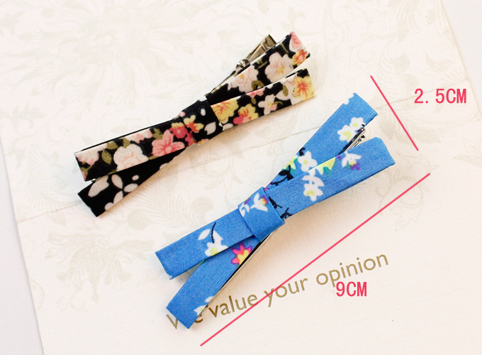 Korean Side Clip Hair Accessories Fresh Fabric Bow Bang Clip Natural Fashion Duckbill Clip Hair Clip Wholesale