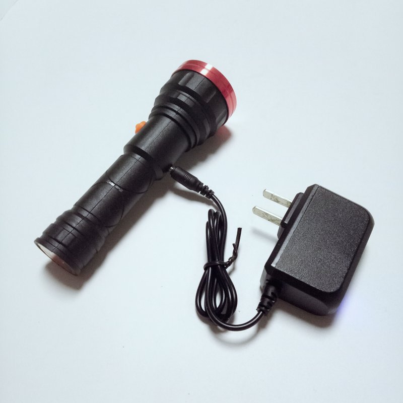 户外探照led多功能锂电手电筒 家庭便携照明 充电式强光手电筒