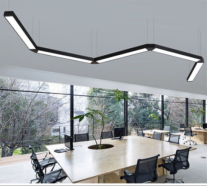 led长条灯办公室吊灯简约创意造型组合y型店铺铝方通超市健身房灯