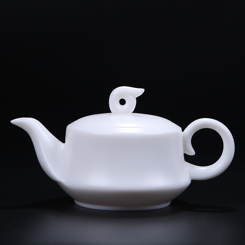 冠洲 德化白瓷茶壶羊脂玉陶瓷单壶功夫茶具玉瓷大号壶泡茶器