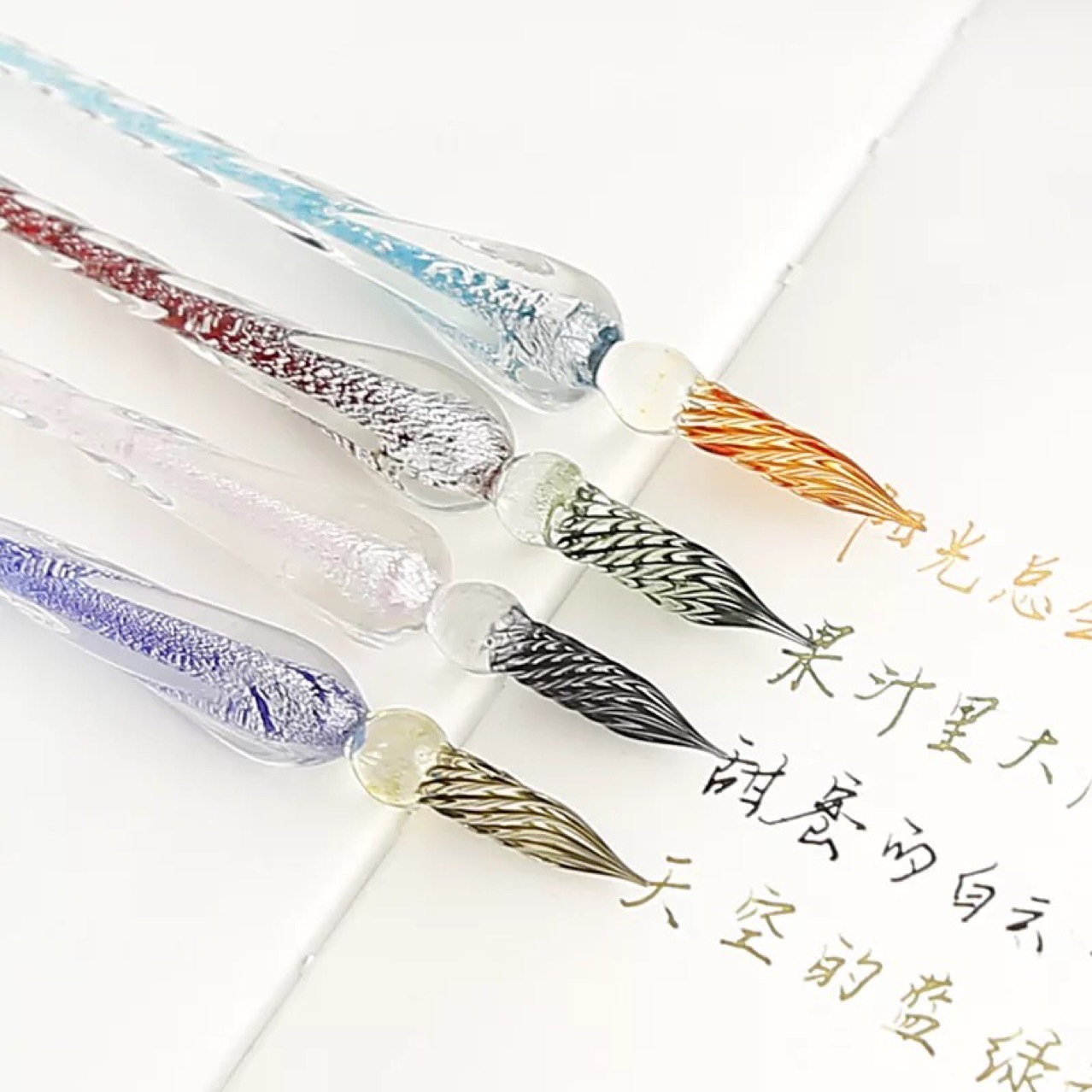 蘸水笔 创意文具琉璃笔试色蘸墨水玻璃签字笔个性礼物可批发