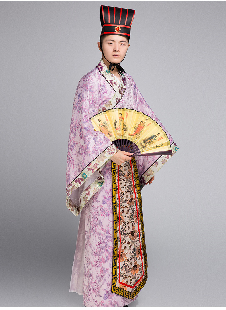 汉服男古装中国风民族秋冬长袖厚缎中老年丞相汉服长衫唐装 批发