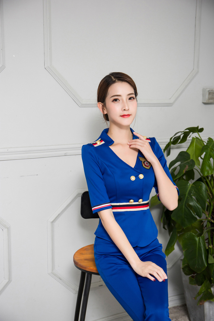 2017秋冬新款足浴技师服长裤套装中袖足疗沐足桑拿按摩工衣7303-1