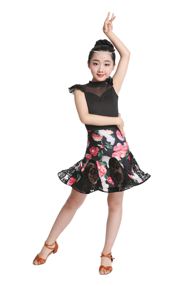 新款儿童拉丁舞裙夏季女童拉丁练功演出表演服装中大童拉丁舞服装