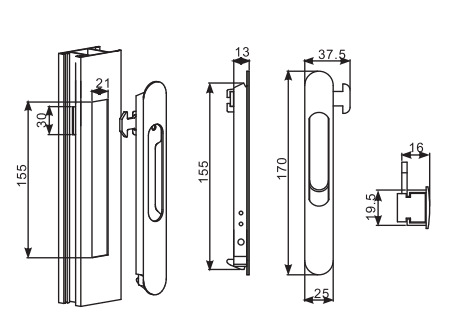 出口非洲中东款式铝合金窗锁 一字锁自动弹簧喷涂 推拉门移门勾锁