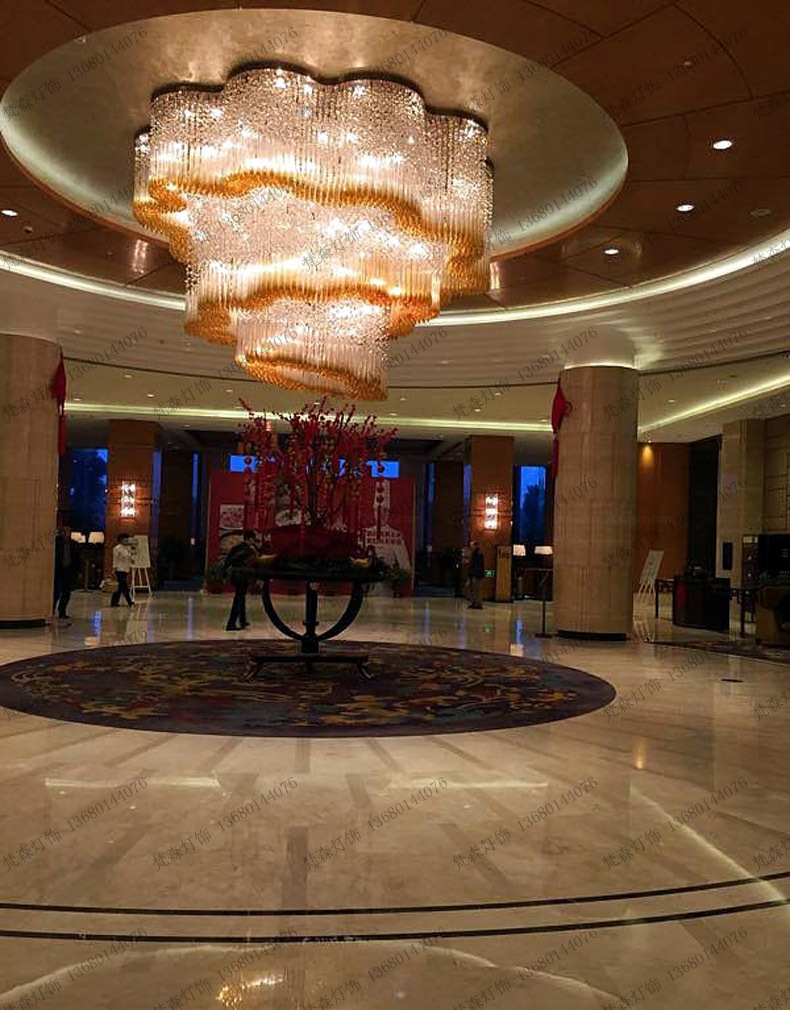 酒店灯具 茶色水晶玻璃水滴白色玻璃球大吊灯 酒店晏会大堂吊灯