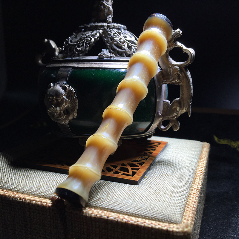 庚午文玩堂天然鸵鸟骨雕刻竹节形吊坠掌骨把玩件佛珠手链配饰配件