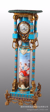 欧式家居装饰品 别墅客厅专用高档时钟铜镶瓷陶瓷工艺品摆件时钟
