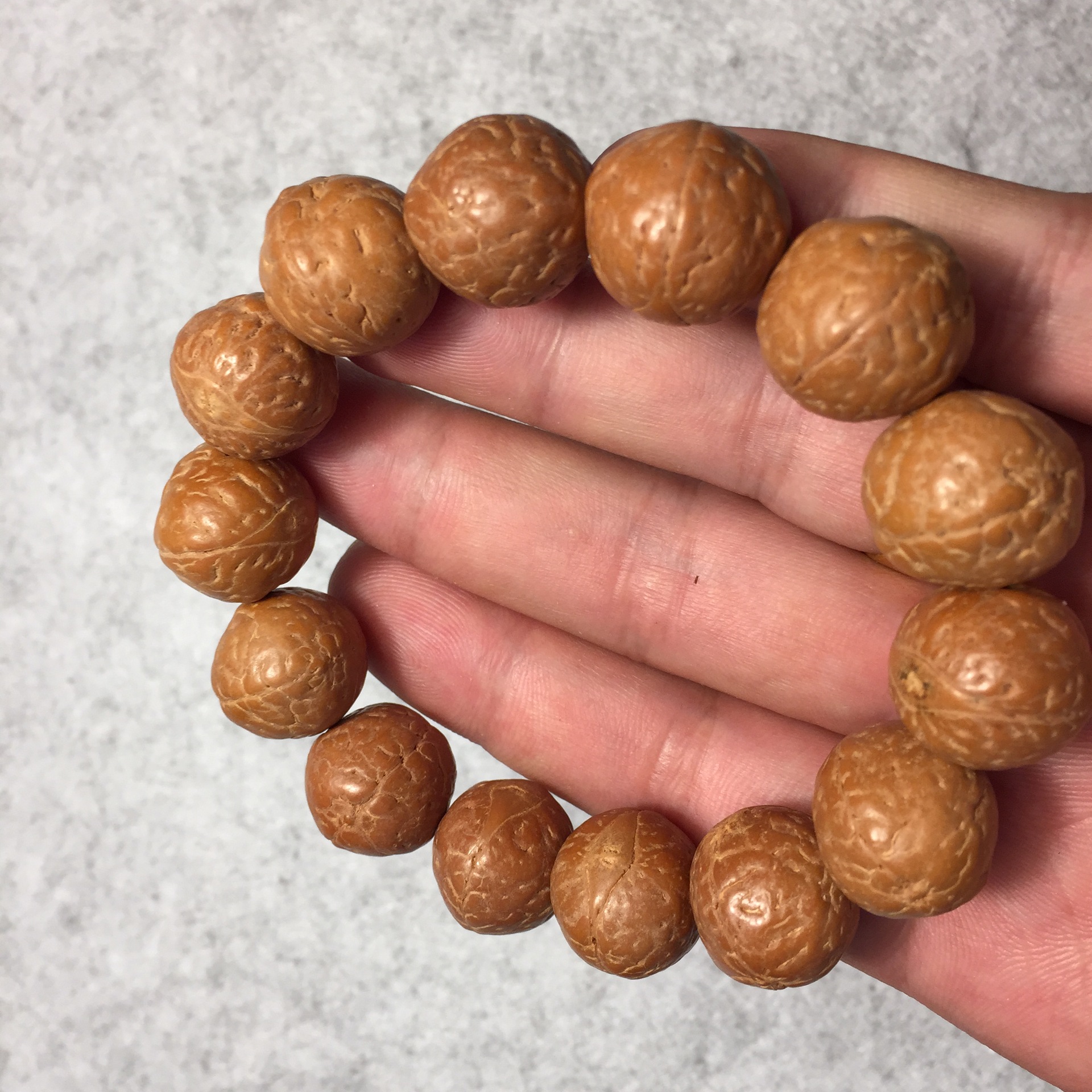 精品黄皮凤眼菩提手串15mm 原籽菩提子批发 凤眼菩提子手串