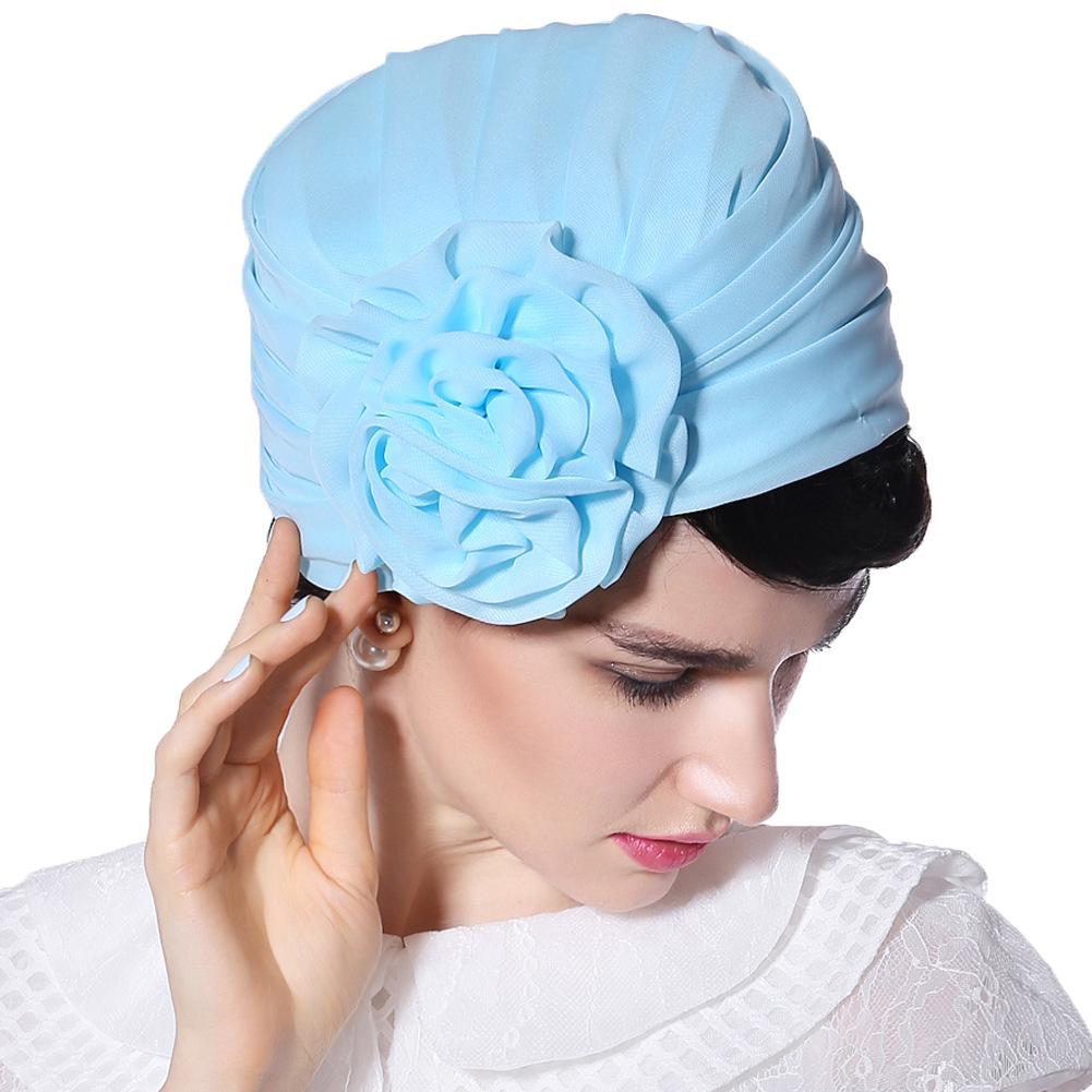 优雅时尚花朵包头帽春夏季出游女士雪纺套头帽子民族风透气女帽