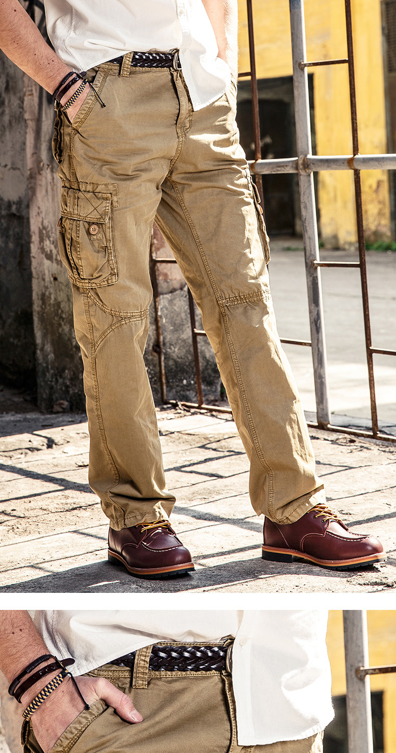 欧美宽松男式工装裤多口袋男士工装裤纯棉运动裤男外贸大码男装