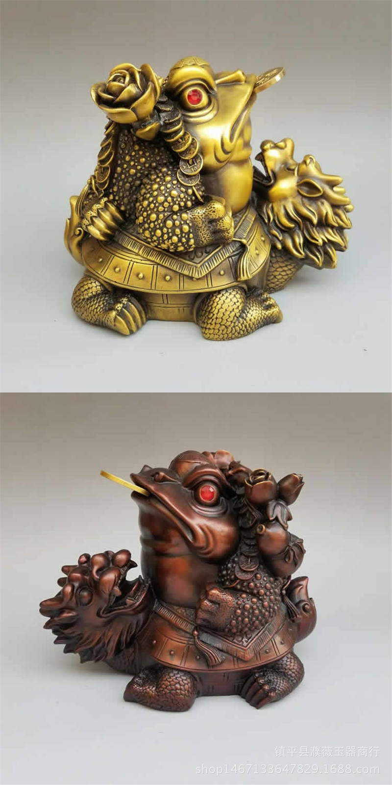 批发精工纯铜 龙龟背金蟾摆件纯铜装饰礼品龙头龟家居摆设