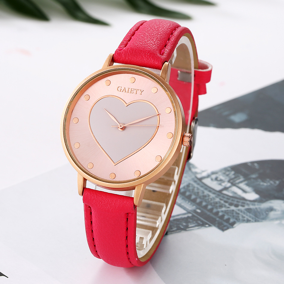 gaiety手表 爱心表盘 手表 外贸爆款pu皮表带手表 心形手表石英表