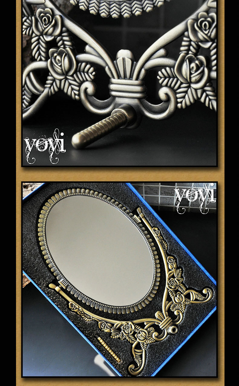 暗金镂空哥特大号台镜子复古欧式双面可爱台式公主化妆镜梳妆镜