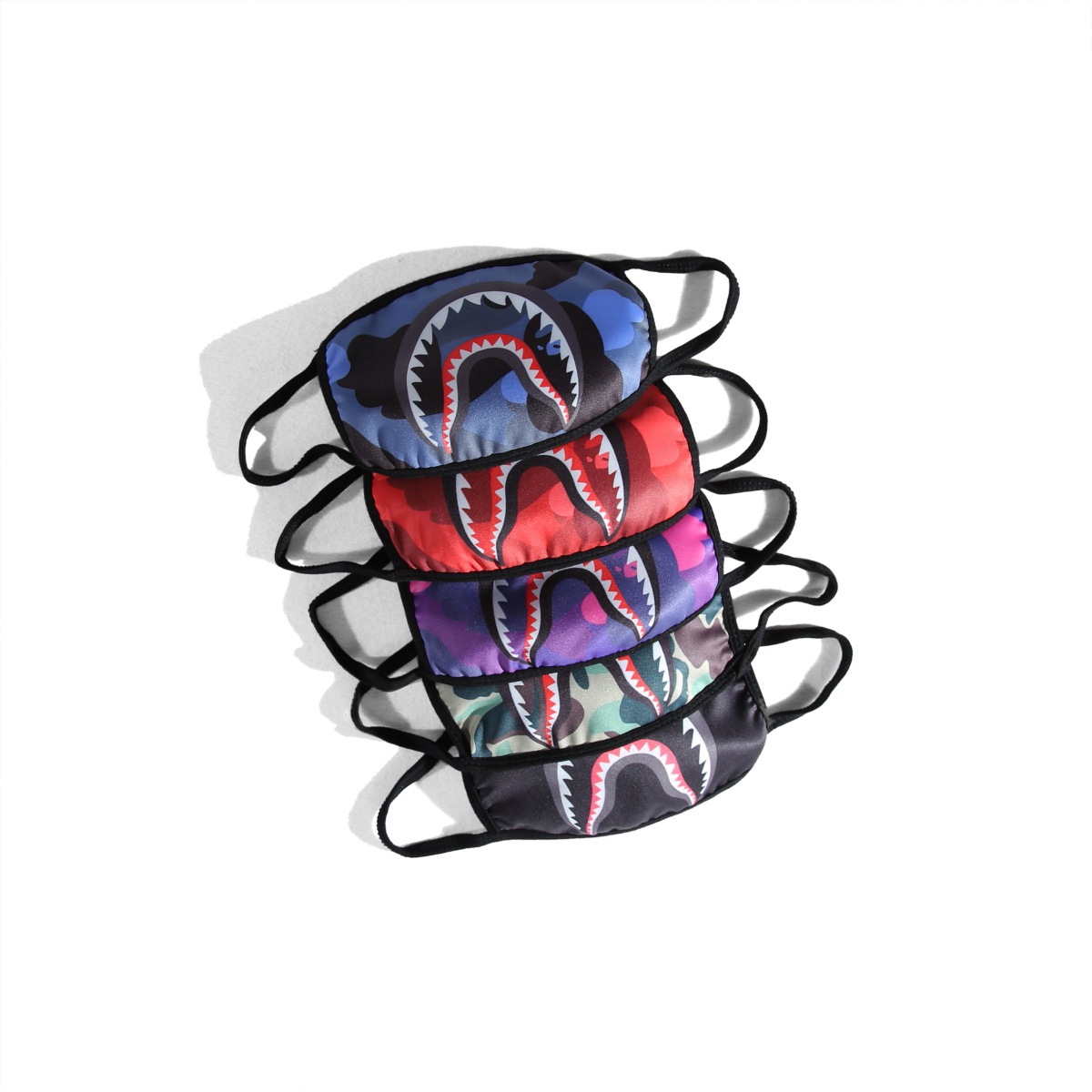 厂家批发多款潮牌鲨鱼嘴印花卡通棉质男女个性口罩