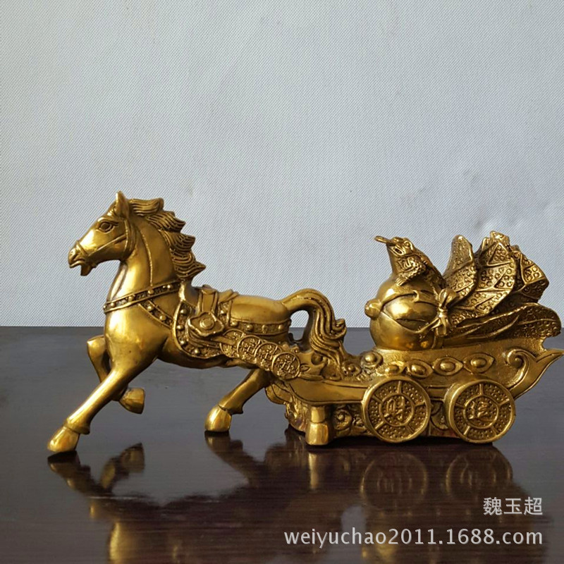 金属工艺品-厂家批发纯铜马铜马拉元宝铜马拉车马拉白菜元宝铜器家居