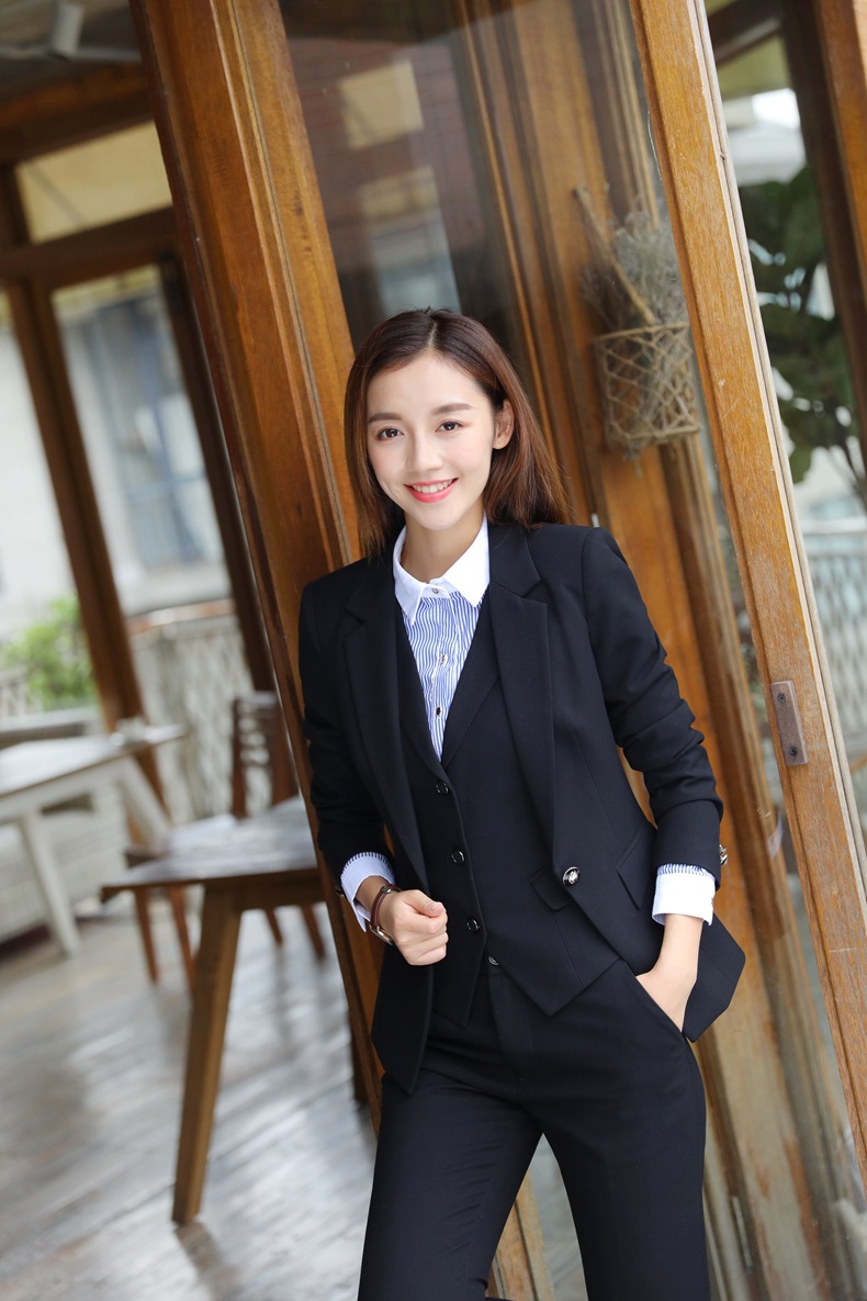 职业装女套装白领工作服秋季新款时尚气质修身教师主持面试工作服