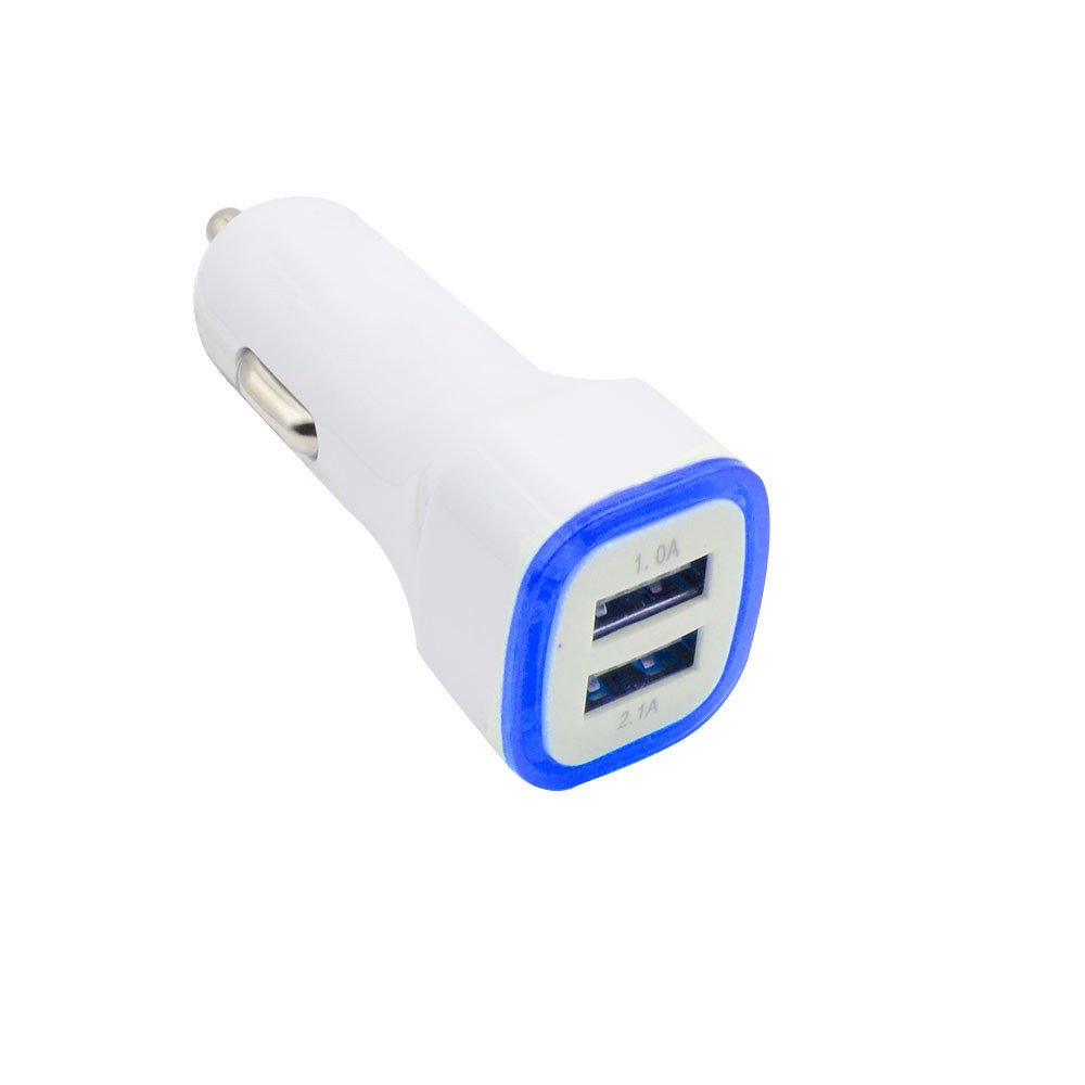 Led with Light Dual USB Square Rocket Car Charger 2.1A Luminous Multi-Functional Car Recharger Factory Wholesale