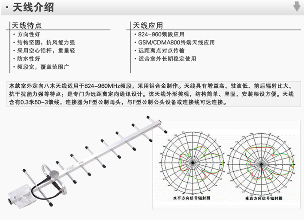 800/900cdma/gsm大增益9单元八木天线手机信号放大接收增强器配件