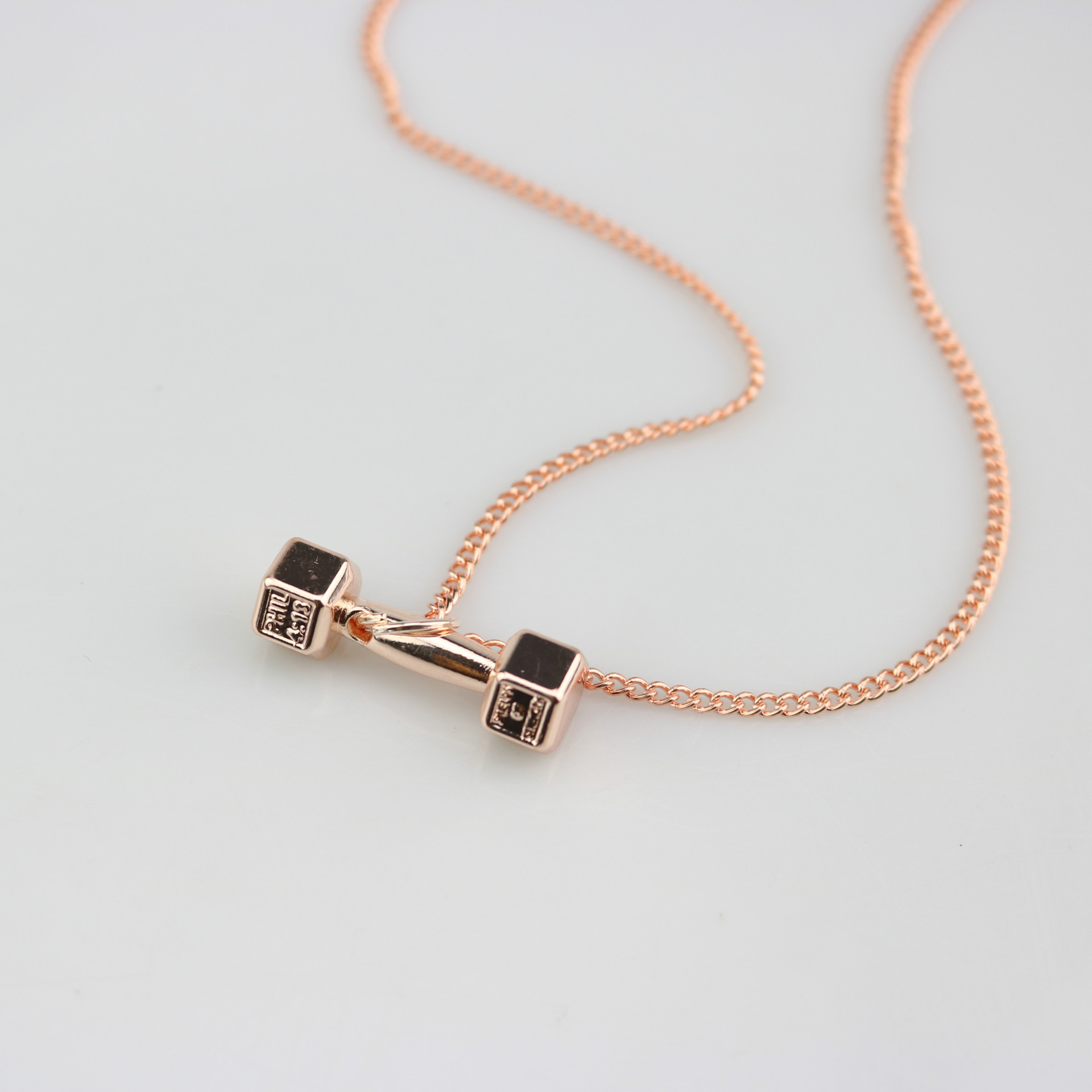 欧美时尚健身哑铃项链男士霸气韩版情侣项链杠铃项链