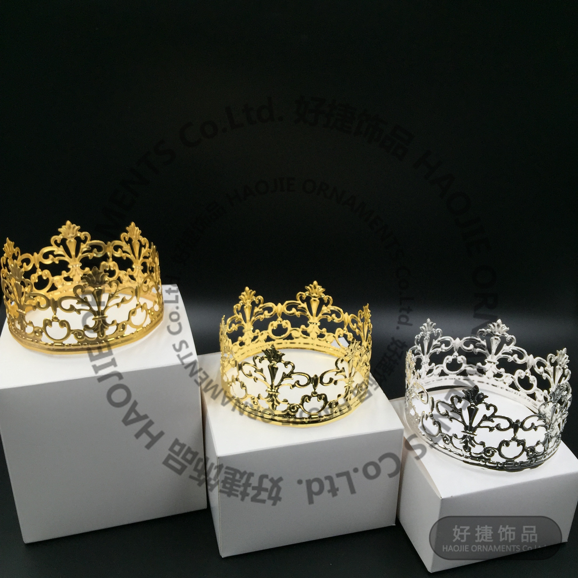 复古网红diy手工凤冠发冠生日 新娘皇冠 跨境爆款烘焙蛋糕王冠