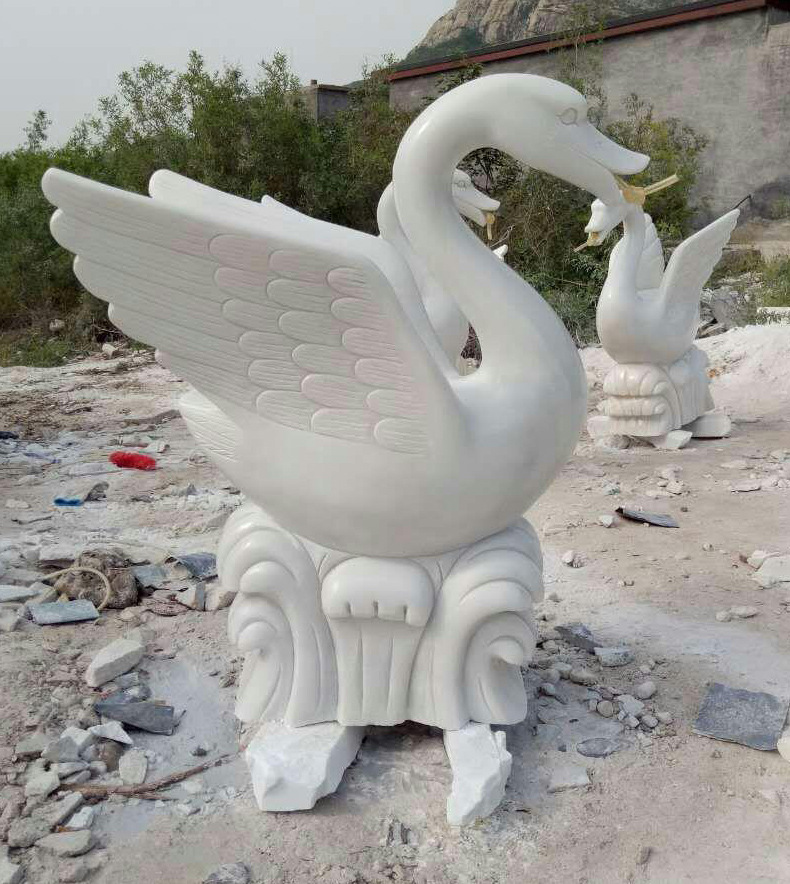石雕天鹅 供应各种大理石动物雕塑 大理石天鹅摆件 yd-28