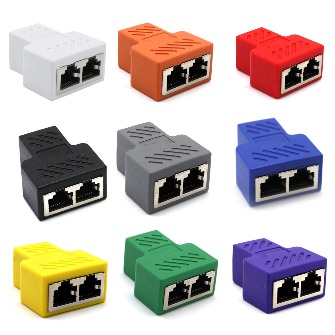 工厂直销rj45一分二转接头带屏蔽cat6rj45网络三通头网络线分接器