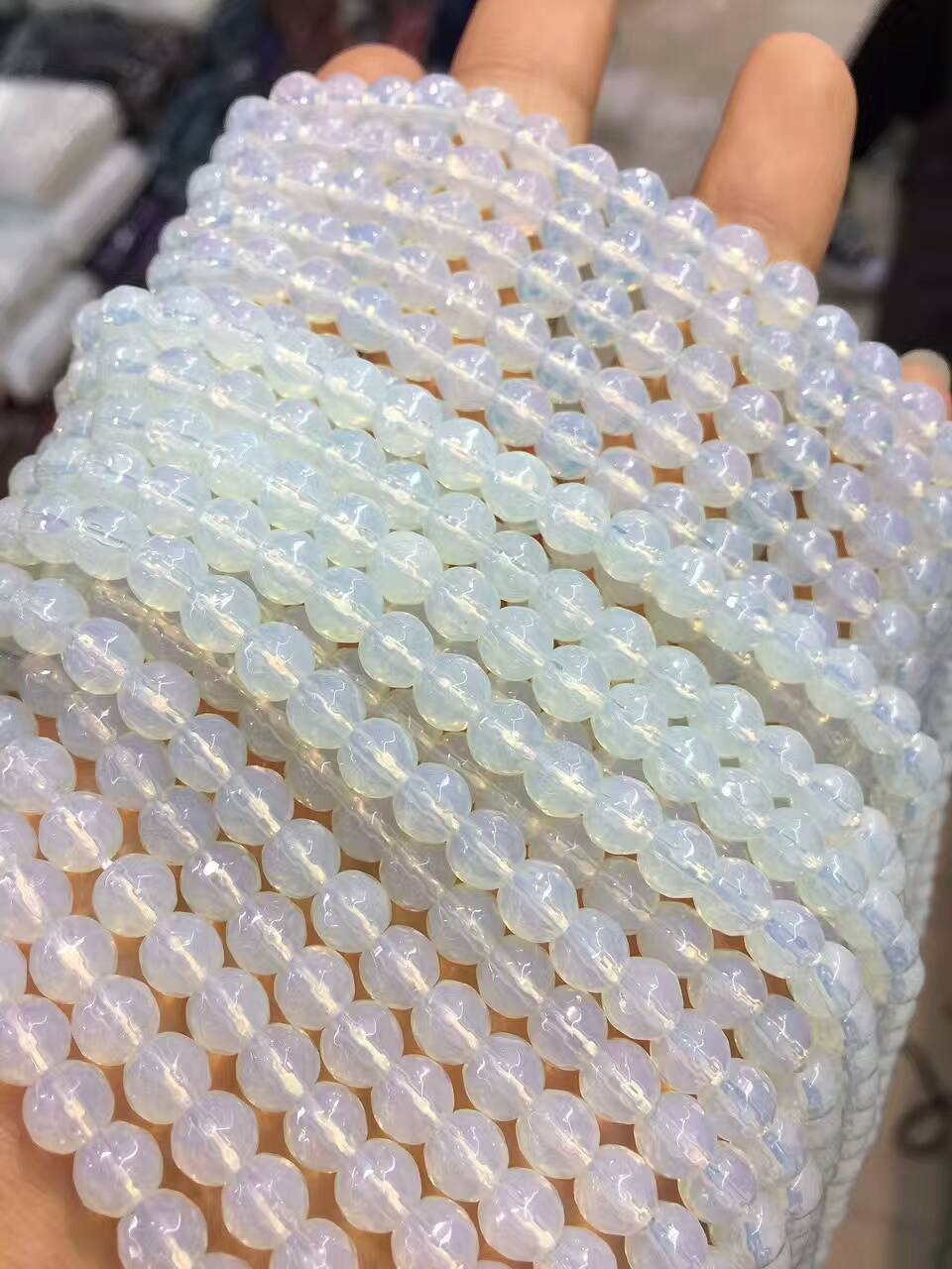 天然水晶 月亮石切面128面散珠 奶油体月亮石圆珠diy饰品厂家直销